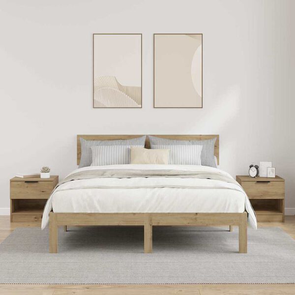 vidaXL Armadietto per letto 2 pcs Rovere artigianale 40 x 39 x 40cm