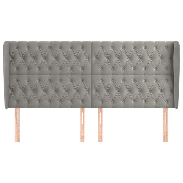 vidaXL Testiera ad Orecchio Grigio Chiaro 203x23x118/128 cm in Velluto