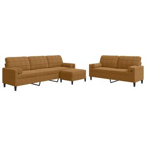 vidaXL Set di Divani 3 pz con Cuscini e Rinforzi Marrone in Velluto