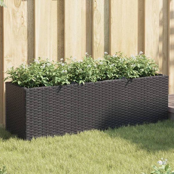 vidaXL Fioriera da Giardino con 3 Vasi Nera 105x30x32 cm in Polyrattan