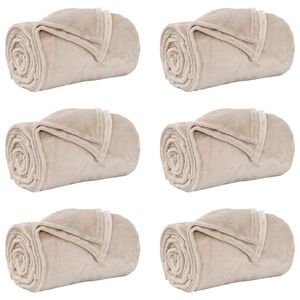 vidaXL Coperte da Pile 6 pz Beige 240 x 270 cm 9.93 kg Panno