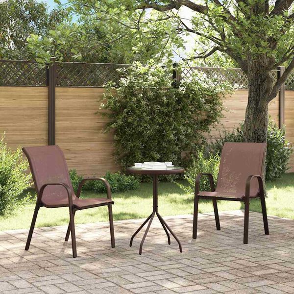 vidaXL Set Bistro da Giardino 3 pcs Marrone Acciaio