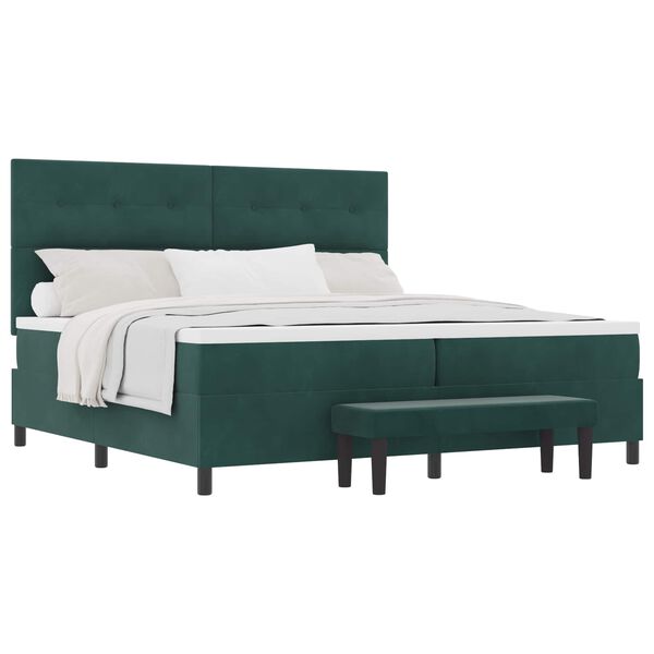 vidaXL Letto a molle con materasso Verde scuro 200 x 200 cm Velluto