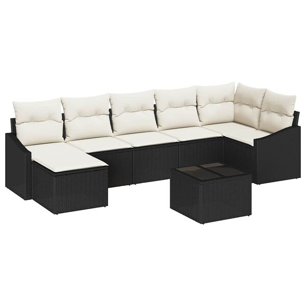 vidaXL Set di divani con cuscino 8 pcs Nero polyrattan