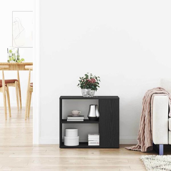 vidaXL Credenza Rovere Nero 60 x 30 x 50 cm Legno multistrato