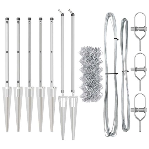 vidaXL Palo della recinzione Argento 10 x 0,4 m (maglia 60 x 60 mm)