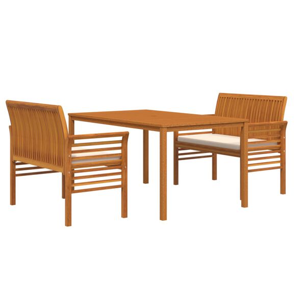 vidaXL Set da Pranzo per Esterni 3pz con Cuscini Legno Massello Acacia