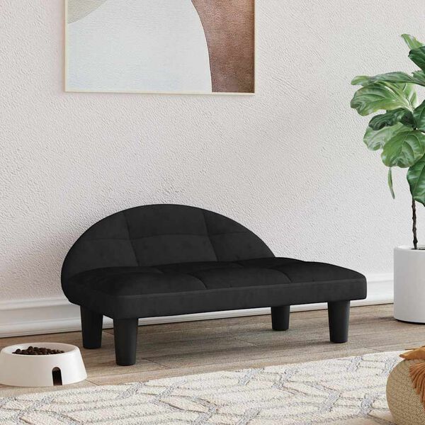 vidaXL Lettino per Cani Nero 70x52x30 cm in Velluto