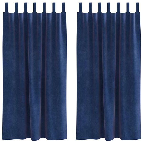vidaXL Tende oscuranti 2 pcs Blu Scuro 140 x 175 cm Velluto