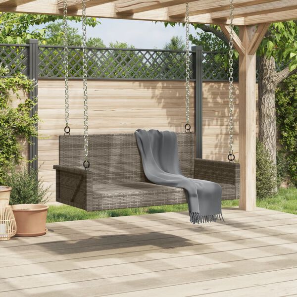 vidaXL Panchina Dondolo Grigia 119x56x48 cm in Polyrattan