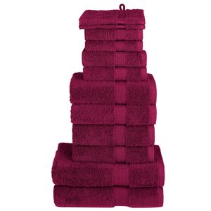 vidaXL Set ASciugamani SOLUND 12 pz Bordeaux 600 gsm