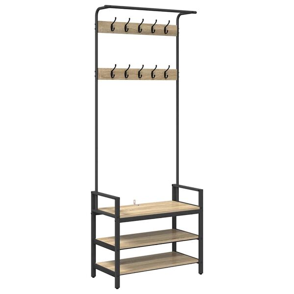 vidaXL Appendiabiti Rovere Sonoma 75 x 34 x 184 cm Legno multistrato