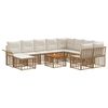 vidaXL Set di divani da esterno 11 pz Naturale e Bianco Crema