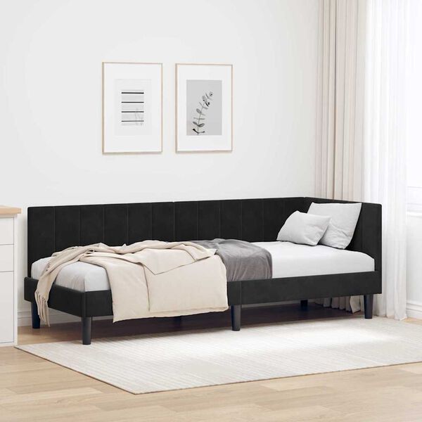 vidaXL Cornice del letto ad angolo Nero 80 cm x 200 cm Velluto