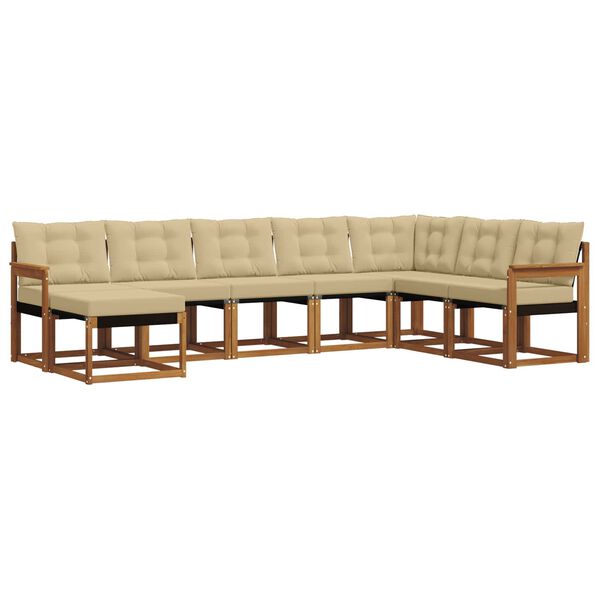 vidaXL Set di divani da esterno con cuscino 8 pcs Naturale e Beige