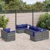 vidaXL Set Divano da Giardino 9 pz con Cuscini Grigio in Polyrattan