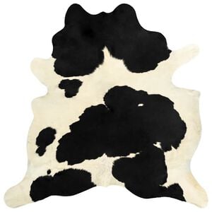 vidaXL Tappeto in Vera Pelle Bovina Nero e Bianco 180x220 cm