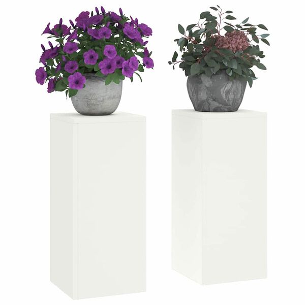 vidaXL Supporto per piante 2 pcs Bianco 24 x 24 x 55 cm Acciaio
