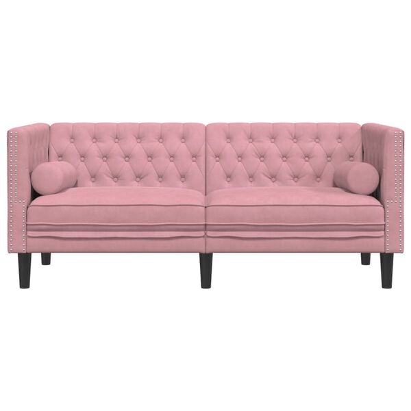 vidaXL Divano Chesterfield con Rinforzi 2 Posti Rosa in Velluto