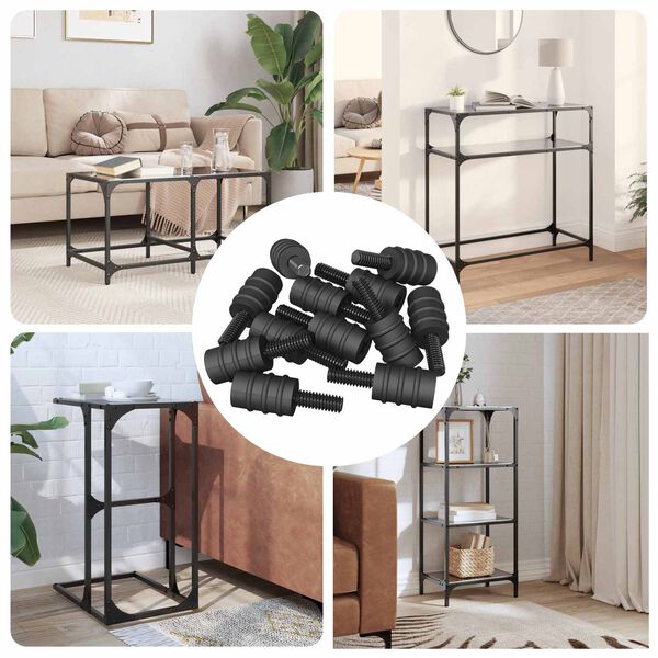 vidaXL Vite di Standoff 12 pcs Nero M4 Gomma e Acciaio