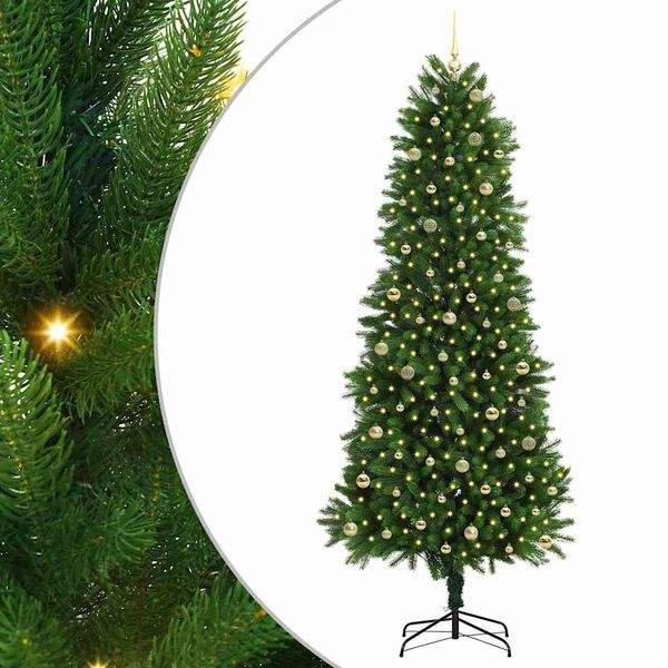 vidaXL Albero di Natale con 300 LED con supporto Verde 240 cm PE