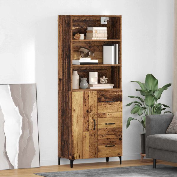 vidaXL Credenza Legno vecchio 69,5 x 34 x 180 cm Legno multistrato