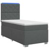 vidaXL Letto con Box Spring, Materasso e LED Grigio Scuro 90 x 190 cm