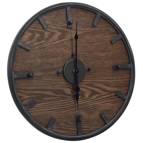 vidaXL Orologio da Parete Marrone e Nero 45 cm in Ferro e MDF