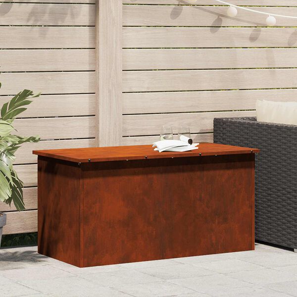 vidaXL Scatola di Stoccaggio Esterno Ruggine 100 x 50,5 x 50 cm