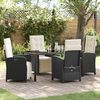 vidaXL Set da Pranzo per Giardino con cuscino 5 pcs Nero polyrattan