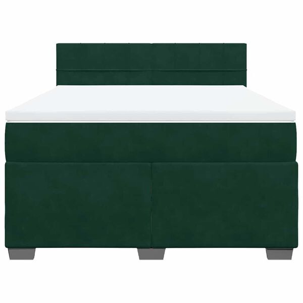 vidaXL Giroletto a Molle con Materasso Verde Scuro 140x190 cm Velluto