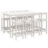 vidaXL Set Bar da Giardino 9 pz Bianco in Legno Massello di Pino