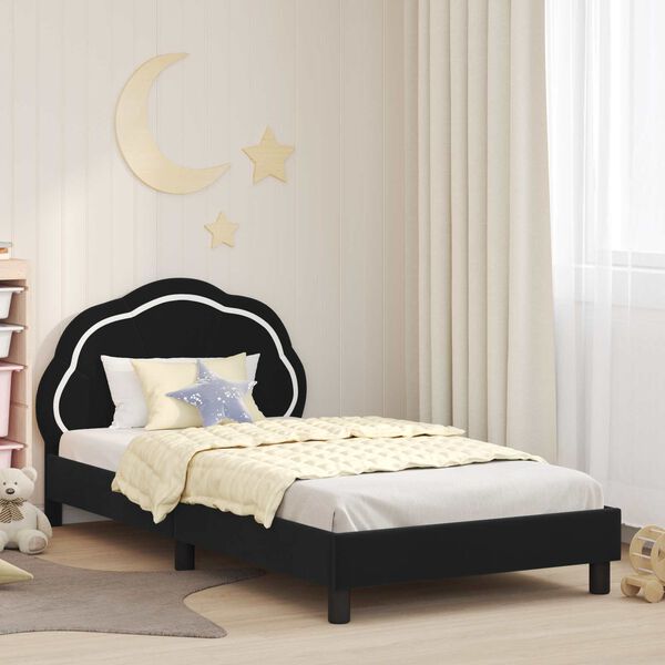 vidaXL Struttura letto bambini con testata Nero 90 x 190 cm Velluto