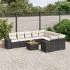 vidaXL Set Divani da Giardino 10pz con Cuscini in Polyrattan Nero