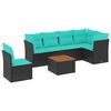vidaXL Set Divani da Giardino 7 pz con Cuscini Nero in Polyrattan