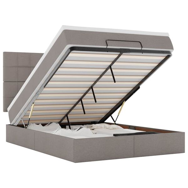 vidaXL Struttura Letto Pouf con Materasso Tortora 140x190 cm Tessuto