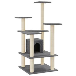 vidaXL Albero per Gatti con Tiragraffi in Sisal Grigio Scuro 110 cm