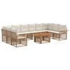 vidaXL Set Divano da Giardino 11 pz Naturale e Bianco Crema polyrattan