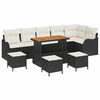 vidaXL Set Divano da Giardino 10 pcs Nero polyrattan