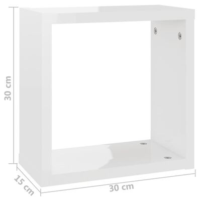 vidaXL Mensole Parete a Cubo 6 pz Bianco Lucido 30x15x30 cm