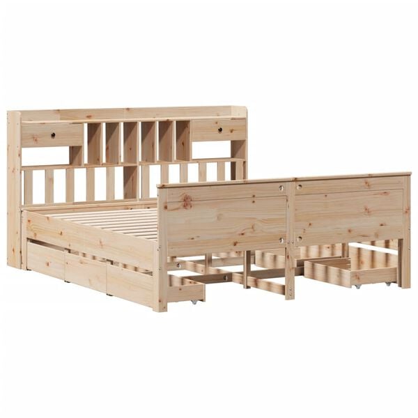 vidaXL Letto Libreria senza Materasso Marrone Cera 100x200 cm in Pino