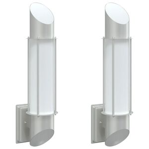 vidaXL Applique da Esterno 2 pz Argento in Acciaio Inossidabile