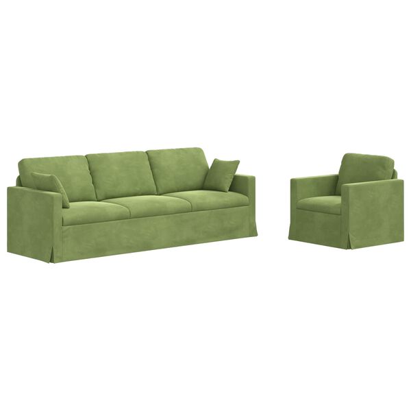 vidaXL Set di divani 2 pcs Verde chiaro 228 x 78 x 80 cm Velluto
