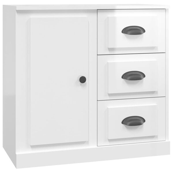 vidaXL Credenza Bianco Lucido 70x35,5x67,5 cm in Legno Multistrato