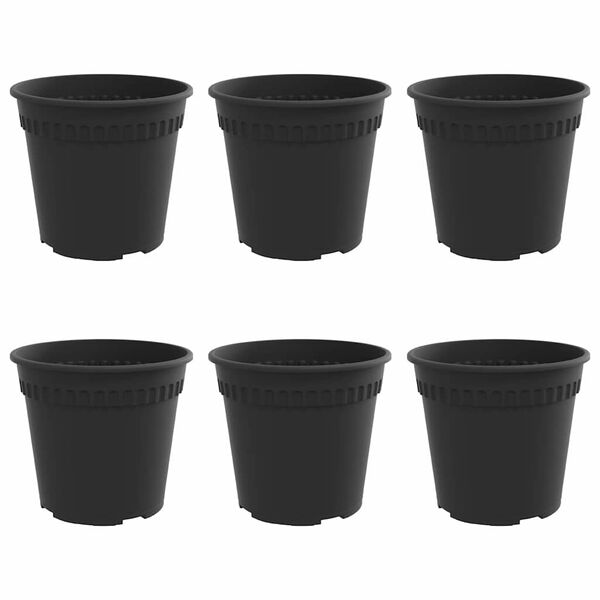 vidaXL Vaso Rotondo per Fiori 6 pcs Nero &Oslash; 19 x 16 cm Plastica