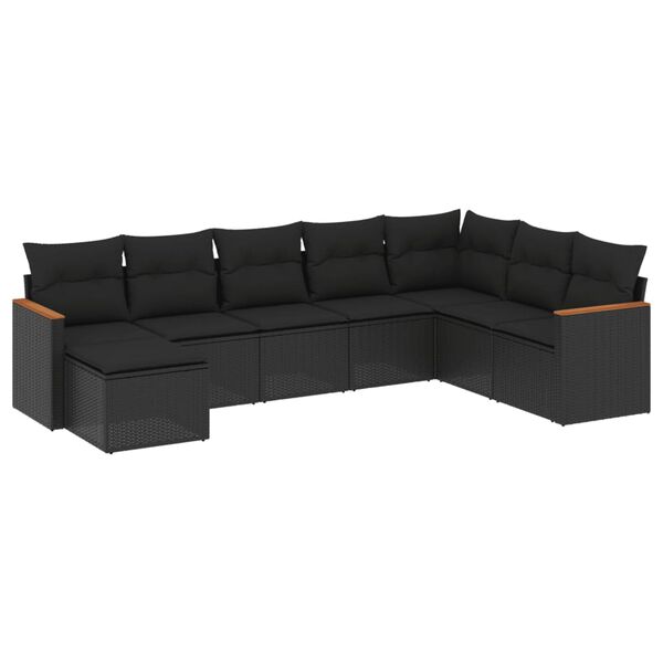 vidaXL Set Divani da Giardino con Cuscini 8 pz Nero in Polyrattan