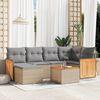 vidaXL Set Divani da Giardino 7 pz con Cuscini Beige in Polyrattan