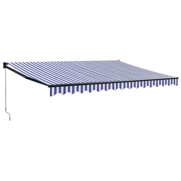 vidaXL Tenda da Sole Retrattile Blu e Bianca 4x3 m Tessuto e Alluminio