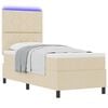 vidaXL Letto a molle con materasso con led Crema 80 x 200 cm Tessuto