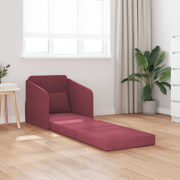 vidaXL Divano letto 60cm Rosso Vino Tessuto